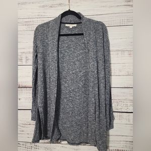 Loft XS Gray Knit Open Front Cardigan